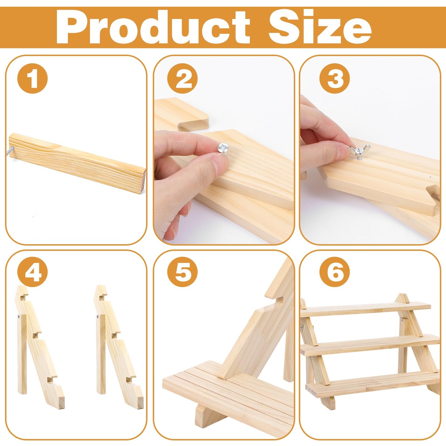 kuyeyzu 2 Pack 3 Tier Wooden Riser, Earring Display for Vendors - Solid Wood Tiered Stand with Groove for Jewelry Cards, Cupcakes, Party Desserts, Retail Booth & Farmers Market