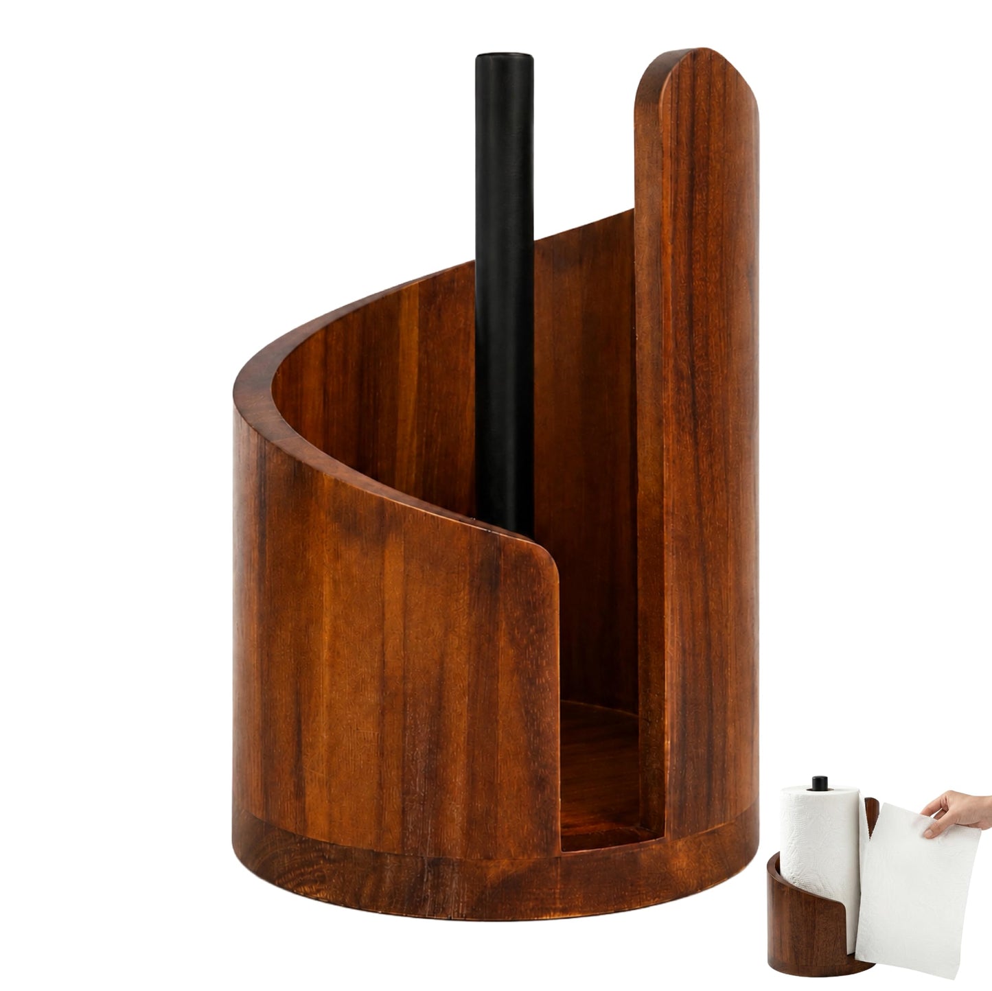 Wooden Paper Towel Holder, for countertop Decoration, Holds Mega Roll.