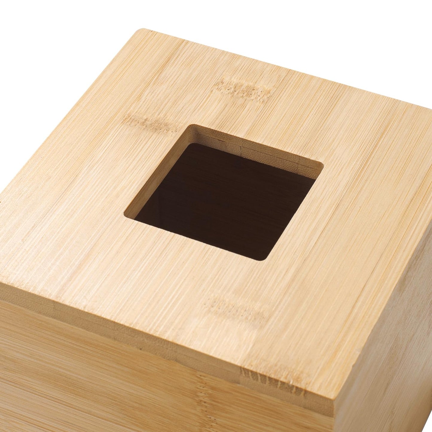 Bamboo Tissue Box Cover, Square Wood Tissue Box Holder, Wooden Facial Paper Holder for Bathroom, Bedroom, Dinner Table, Office (Square - 1 Pack)