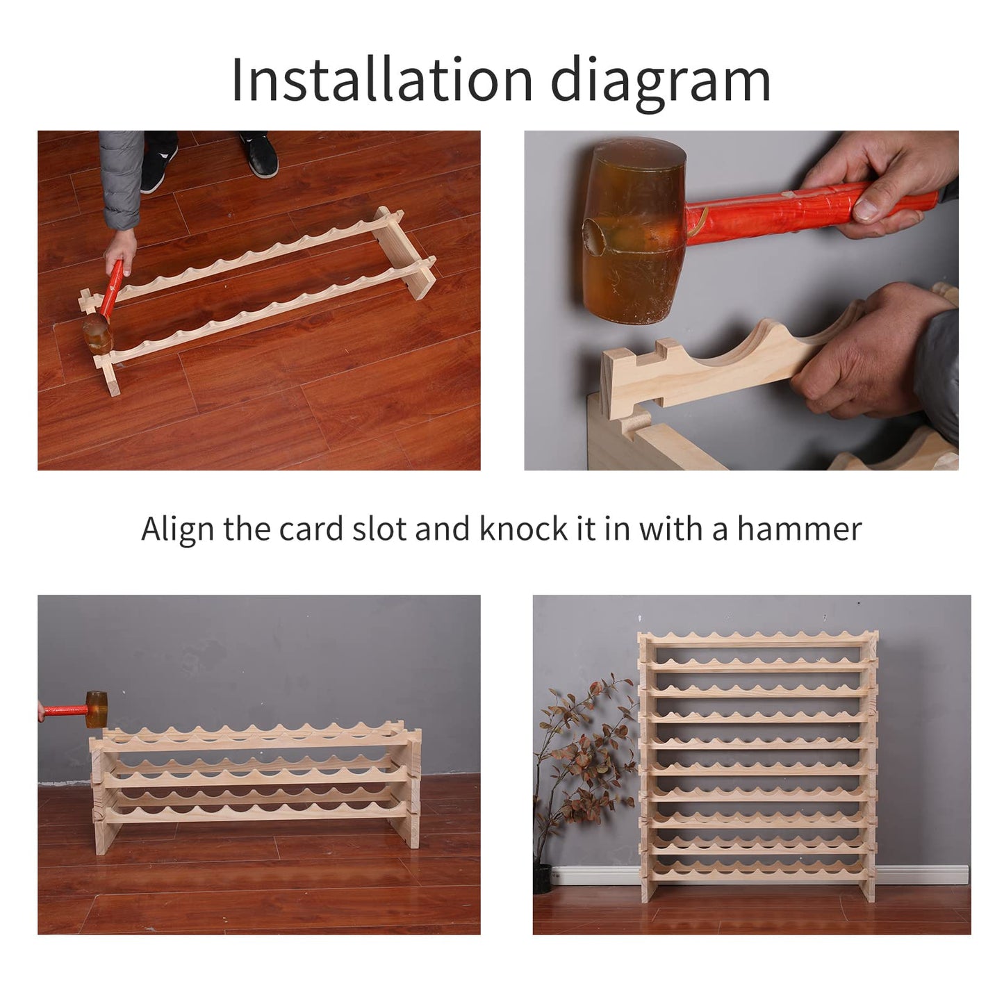 fdjamy Wine Rack Solid Wood Stackable Storage Wooden Wine Rack Wine Cabinet (60 Bottles, Natural Color)