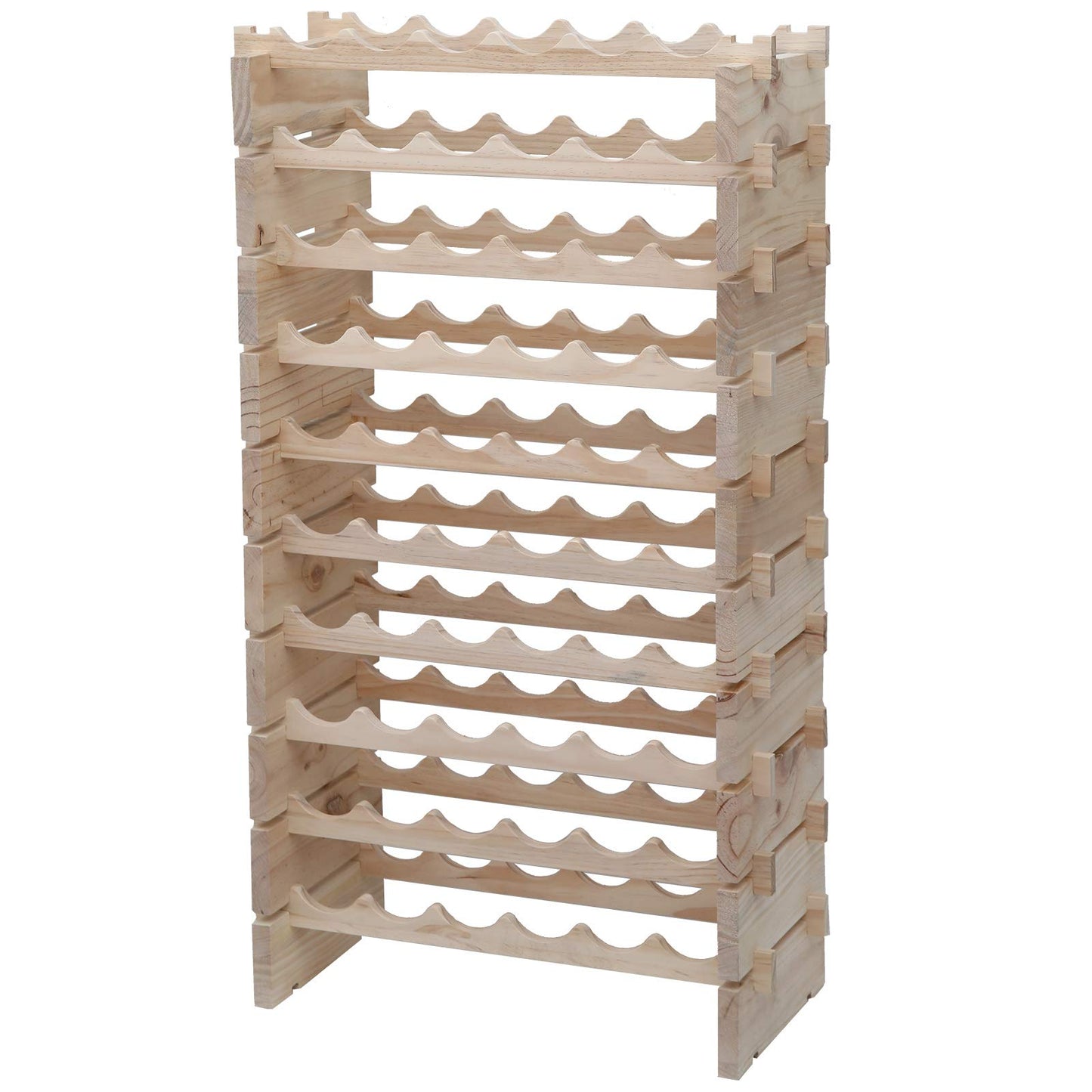 fdjamy Wine Rack Solid Wood Stackable Storage Wooden Wine Rack Wine Cabinet (60 Bottles, Natural Color)
