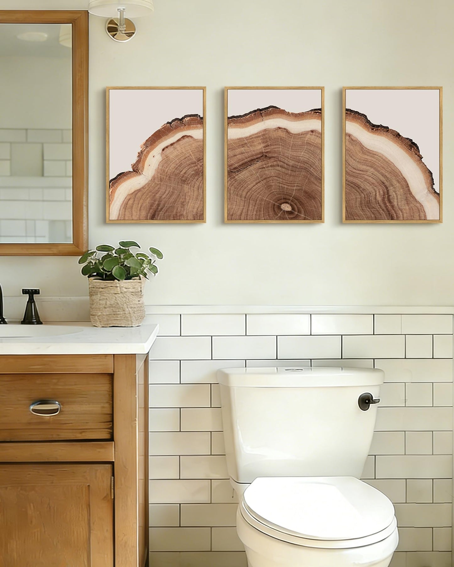 Drsoum Vintage Retro Tree Rings Wood Framed Wall Art Modern Wood Stump Nature Rustic Artwork Bedroom Living Room Ready to Hang 11x14in Natural Framed