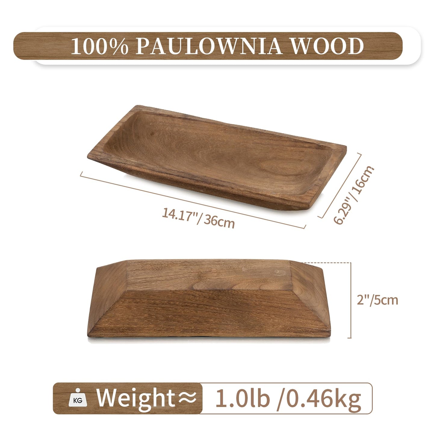 Hanobe Decorative Wooden Dough Bowl: Wood Bowl Decor for Entry Table Decor Coffee Table DecorDining Room Kitchen Decor, Brown