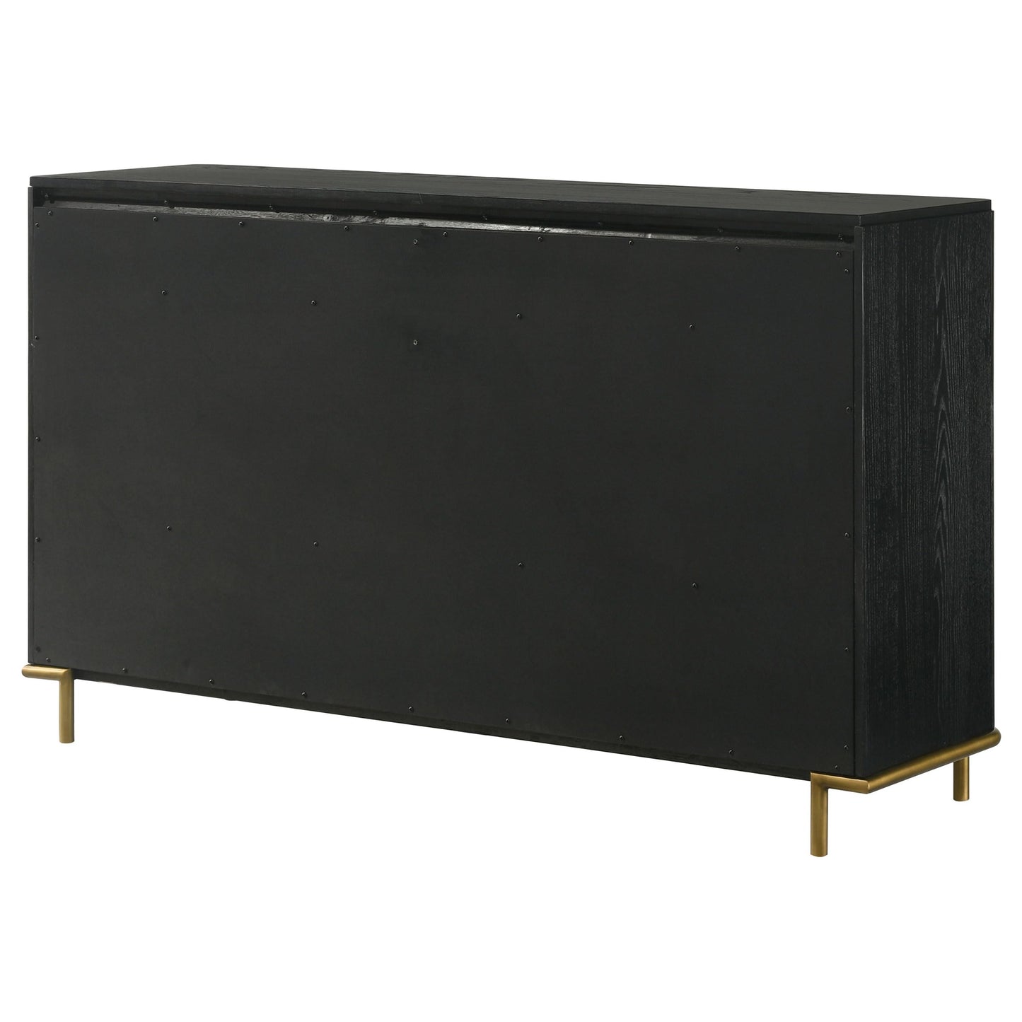 Coaster Home Furnishings - Arini - Wood - 8-Drawer Dresser with Felt-Lined Top, Round Ball Knobs, Metal Glides, Gold Base, Wire-Brushed Details, Coastal Style - Bedroom - Black - 224333