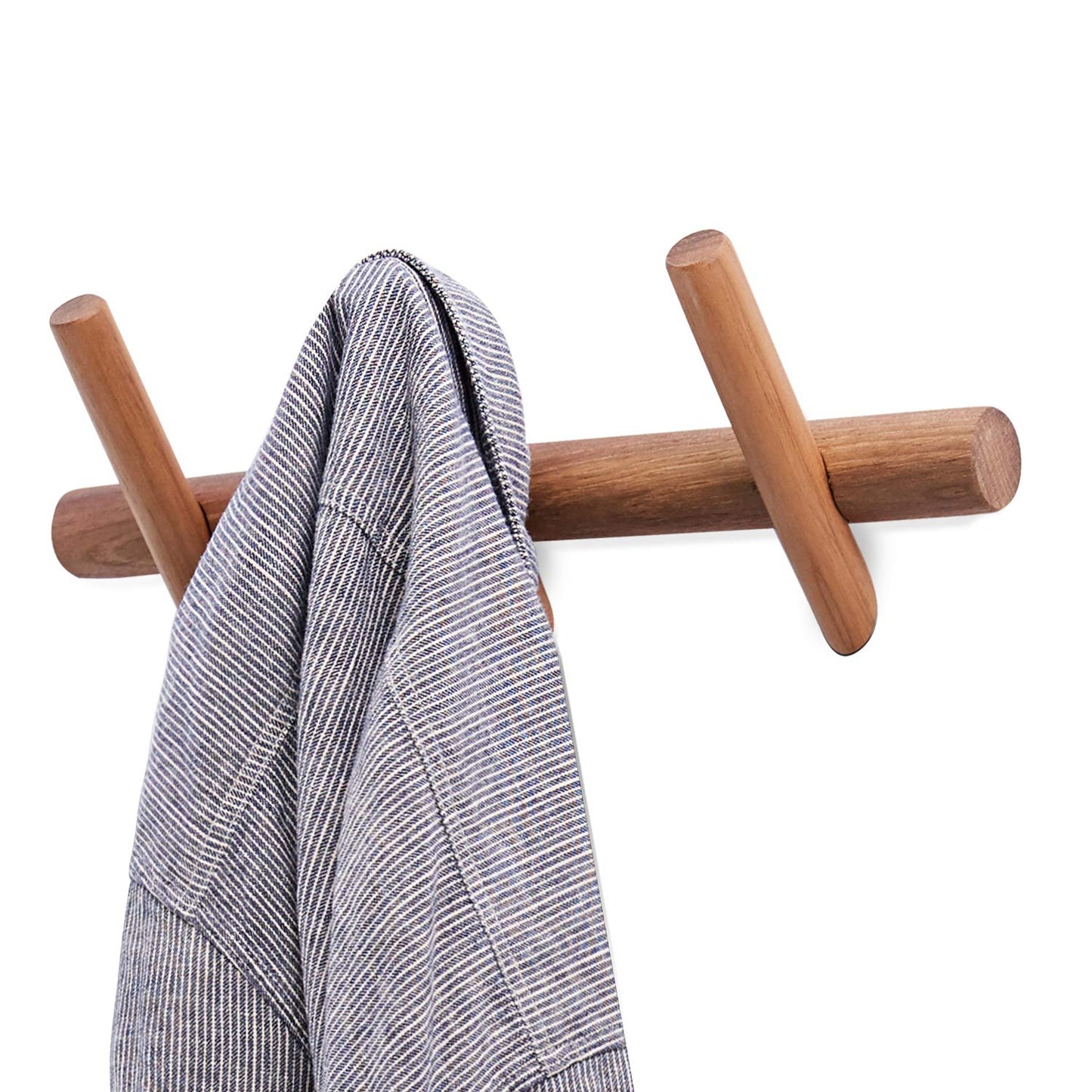 YOYAI Wood Coat Hooks Wall Mounted Hat Rack Tower Hanger Wall Hooks Decorative Hanger with Pegs Entryway Bedroom Bathroom（Black Walnut，3 Hooks）