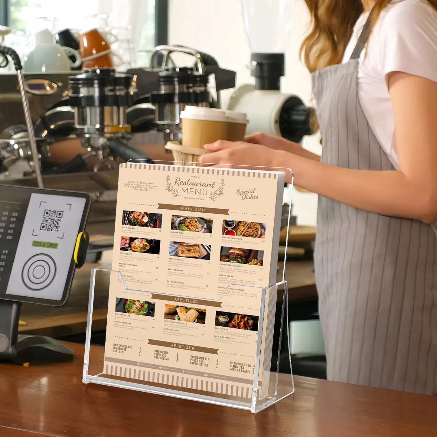 SUNQEBO Acrylic Brochure Holder 8.5 x 11 inch 2 Pack, Clear Flyer Holder Plastic Stands for Displaying Pamphlets, Magazines, Literature, Brochures, Booklets, Menu, Desk Holder, Countertop Organizer