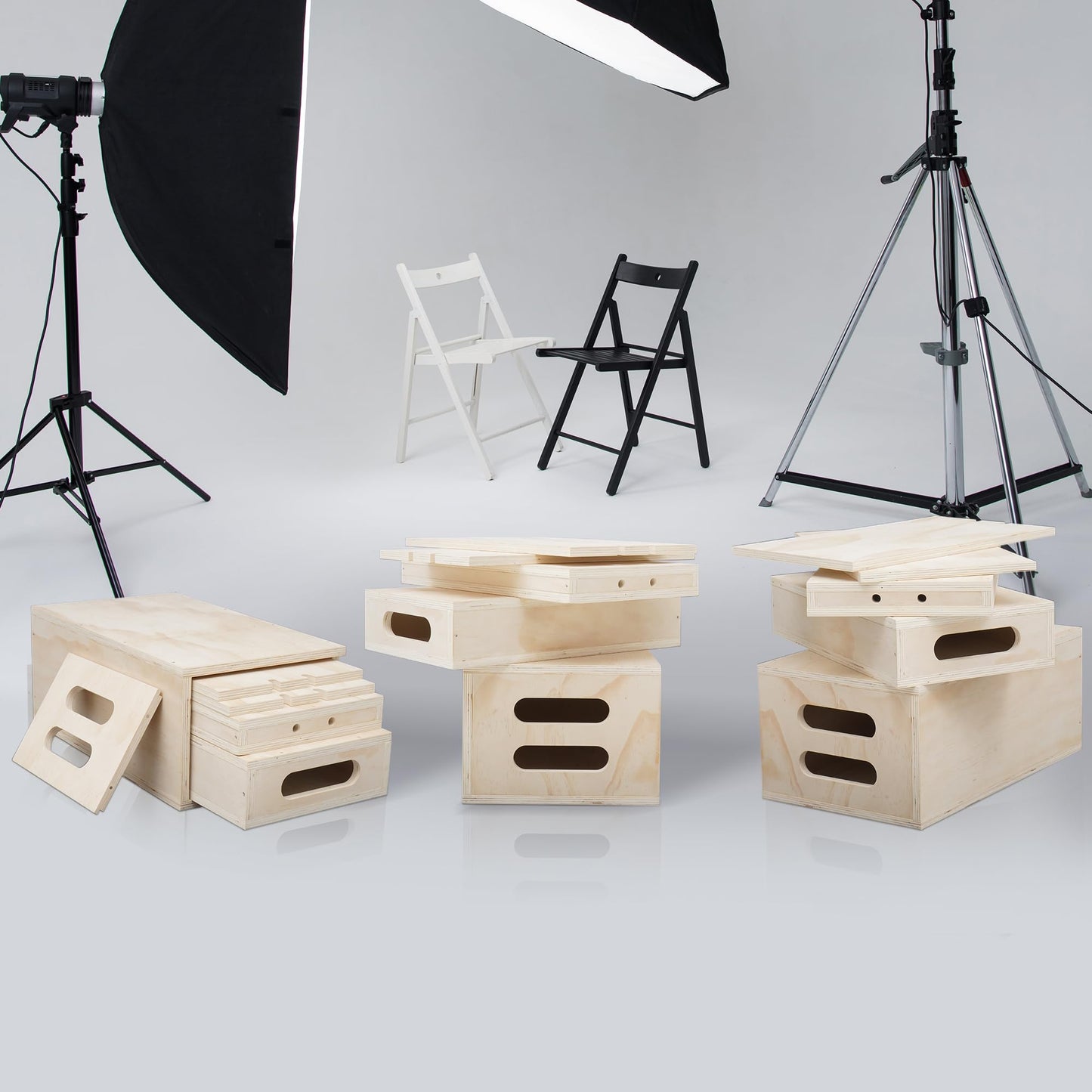 MYOYAY Photography Apple Box Set of 5, Standard Studio Apple Box with Magnetic Lid for Photo Studio Film Photography Prop, Nesting Apple Boxes Set for Supporting Height-Adjusting