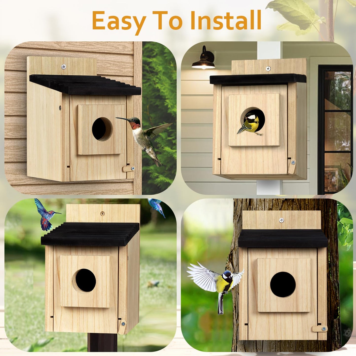 CLACKIBUKVYZ Birdhouse for Outdoors Clearance, Wooden Bluebird House for Outside, Weatherproof Hanging Bird Nesting Box for Finch, Cardinal, Wild Bird Watching (Easy Clean, Ventilated)