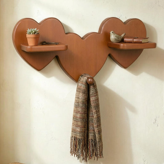 Falnvita Vintage Heart Shaped Wall Shelf, Trinket Shelves Cottage Decor with Peg,Wooden Floating Shelves, Charming Rustic Wall Decor for Bedroom, Living Room, Bathroom, Kitchen