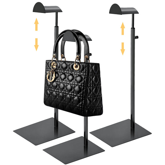 Royxen 3 Pack Purse Holder, Purse Display Stand with Adjustable Height, Bag Stands for Display, Stainless Steel Purse Rack for Bags Organizer (Black)