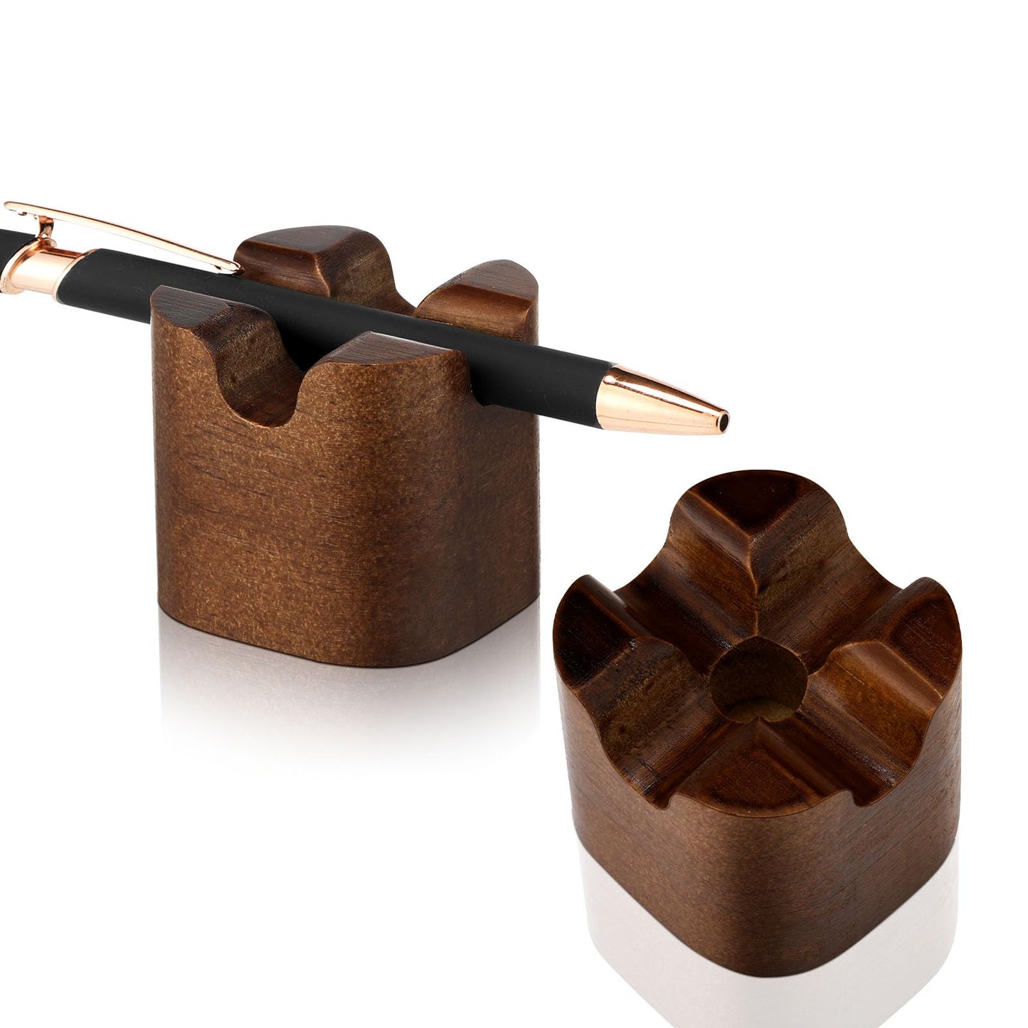 Sherr 2 Pcs Wood Fountain Pen Holder Wooden Pencil Holder Minimalist Pen Rest Desk Stand Pencil Organizer Tray for Home School Office Students Teachers Boss Gifts
