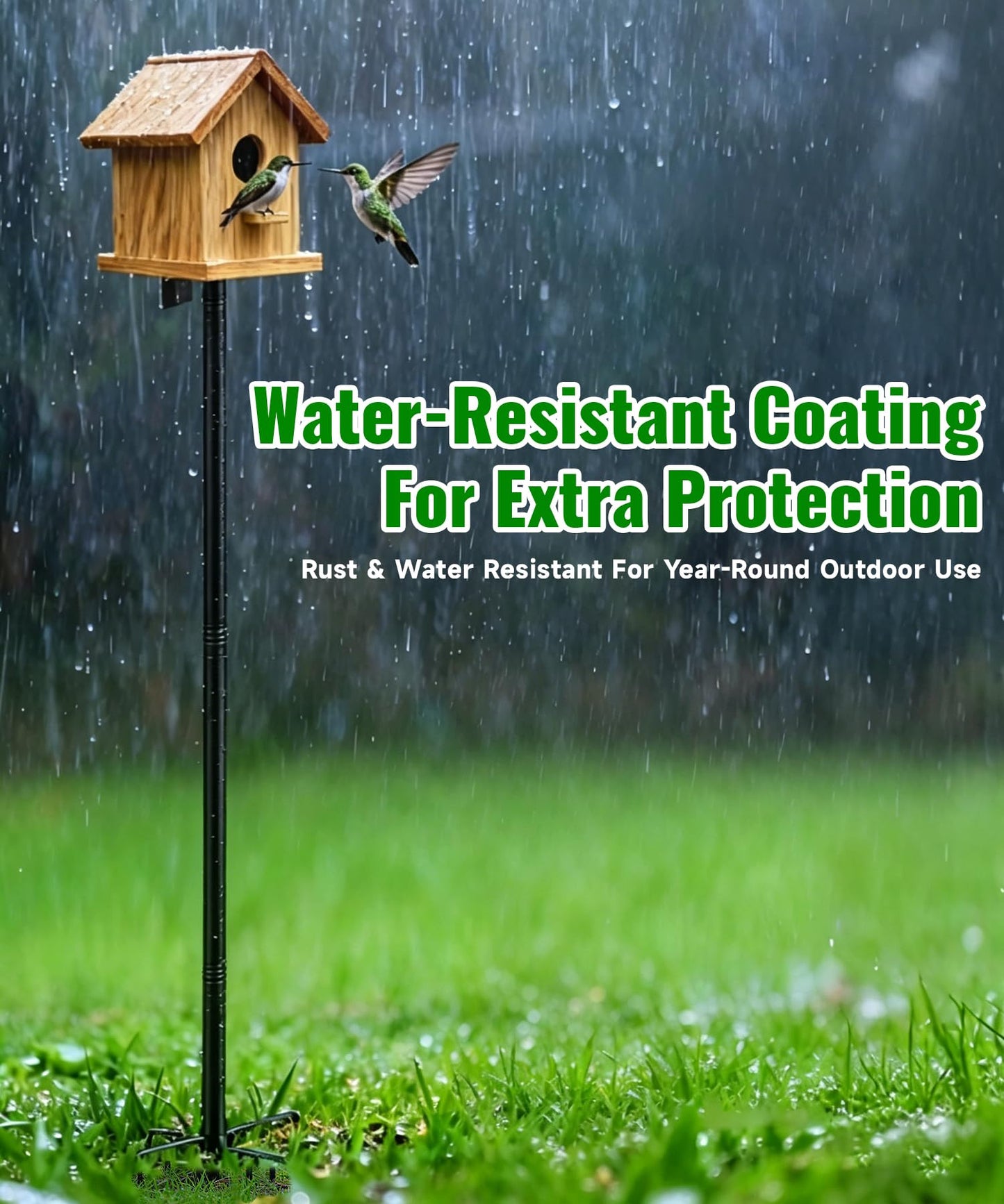 2 Pack Bird House Pole, Heavy-Duty Outdoor Bird Feeder Pole with Stable 5-Prong Base, 75” Adjustable Height, 1 Inch Dia Universal Mounting Stand for Yard Garden Bird Watching and Feeding