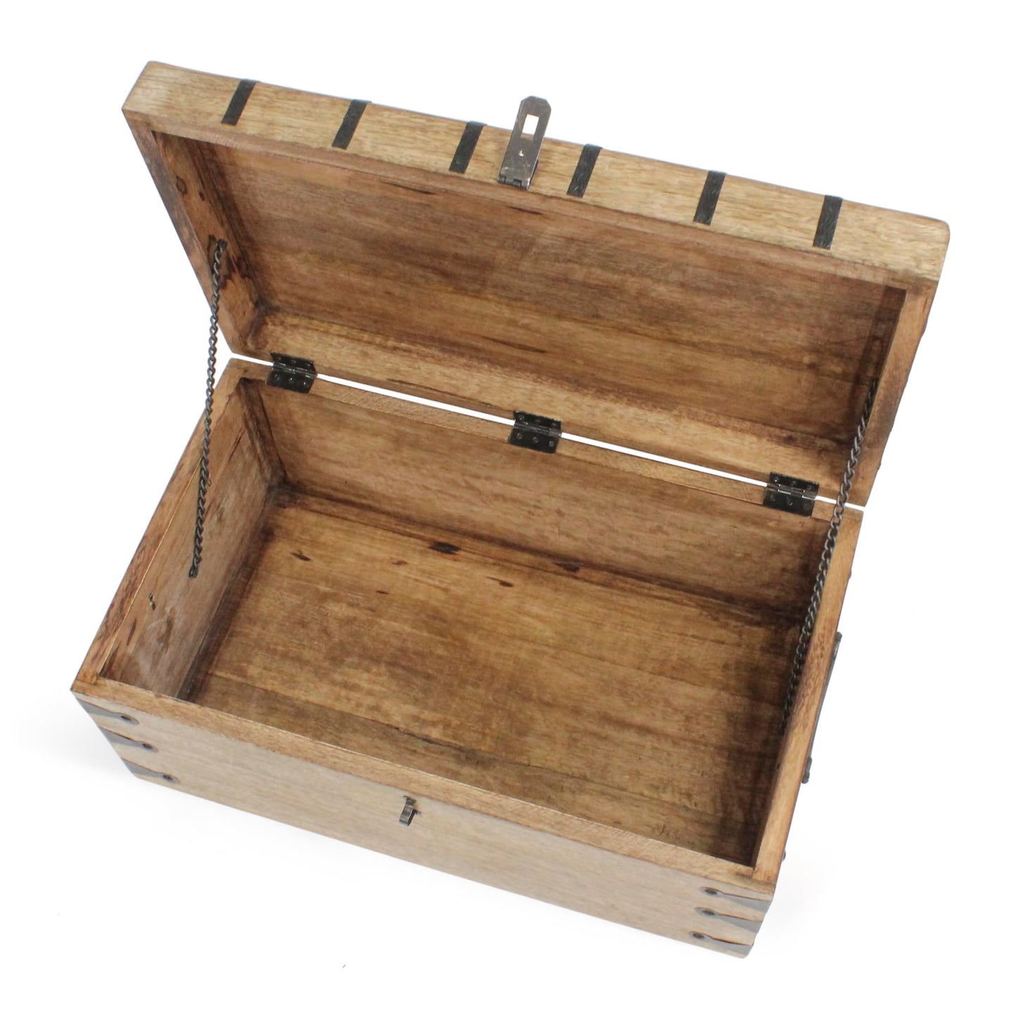 Nautical Cove Treasure Chest Wooden Box with Antique Iron Lock and Skeleton Key (XX-Large 20x11.75x9) - Storage and Decor – Pirate Wooden Treasure Chest, Decorative Box with Hinged Lid,