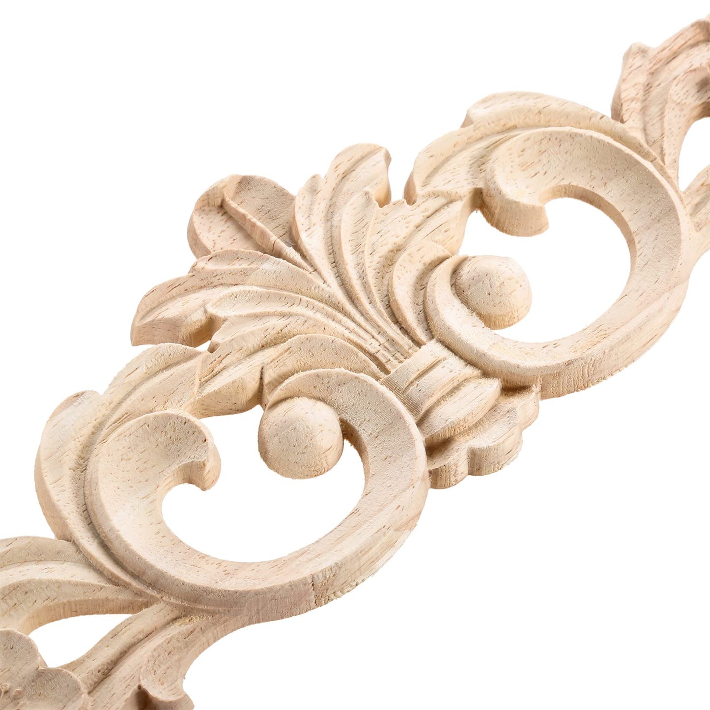 MUXSAM Carved Wood Appliques Onlays, Long Wooden Decals Trim Molding Rosette Inlays for Door Wall Mantel Cabinet Door Dresser Closet Mirror Decoration Furniture Transfer(2-Pack, 40x9cm/15.8"x3.6")