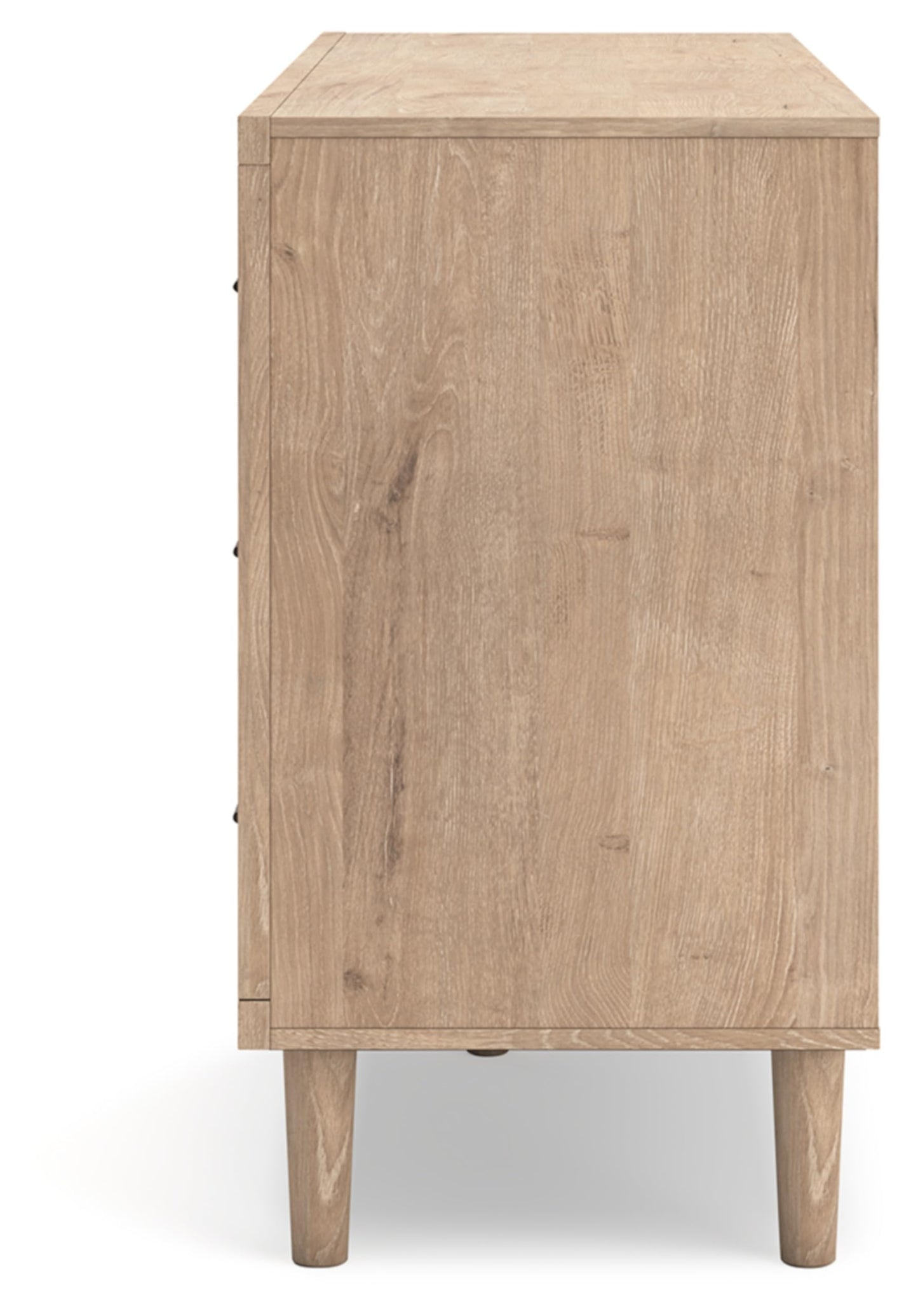 Signature Design by Ashley Cielden 6 Drawer Dresser, Quick 10-Minute Assembly, Textured Cane Details, Coastal Modern Bedroom Storage, Light Brown Two-Tone