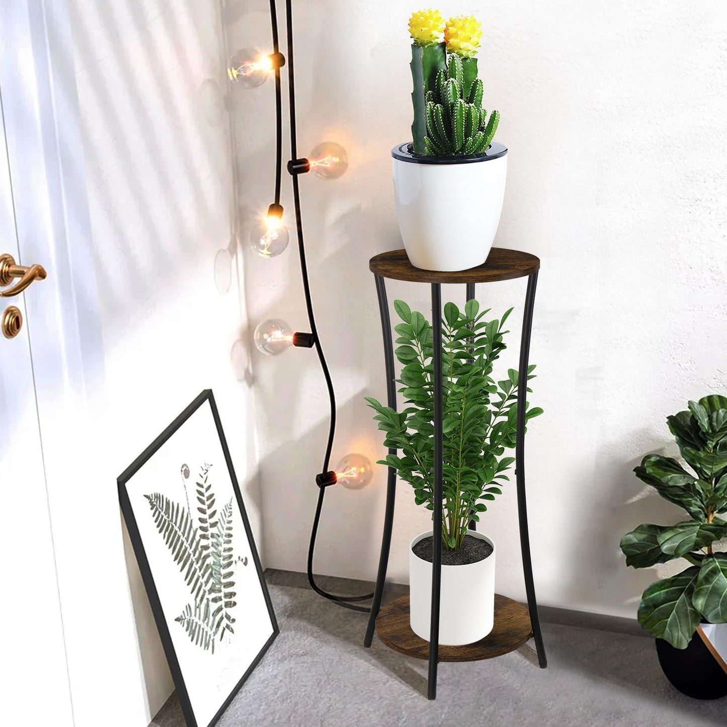 YINMIT Plant Stand Indoor, 2 Tier Small Plant Stand, Corner Flower Pot Stand, Plant Tables Indoor, Planter Pot Holder for Balcony Garden Patio Living Room