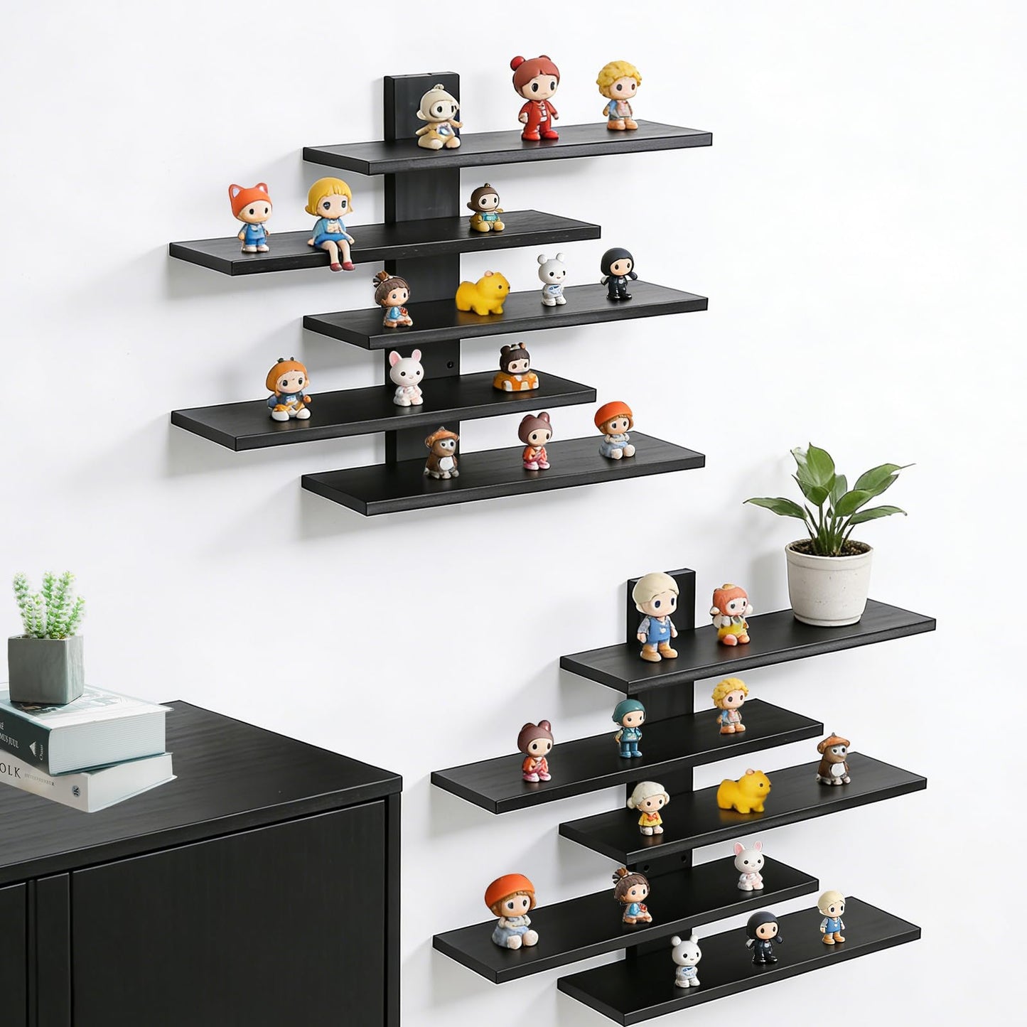 GYHPD Wooden Floating Shelf for Wall, Figurine Display Shelf, Small Display Shelf for Collectibles, Toys, Mini Decor and Characters, 16 Inch Wall Mounted Wood Shelf with Detailed Installation