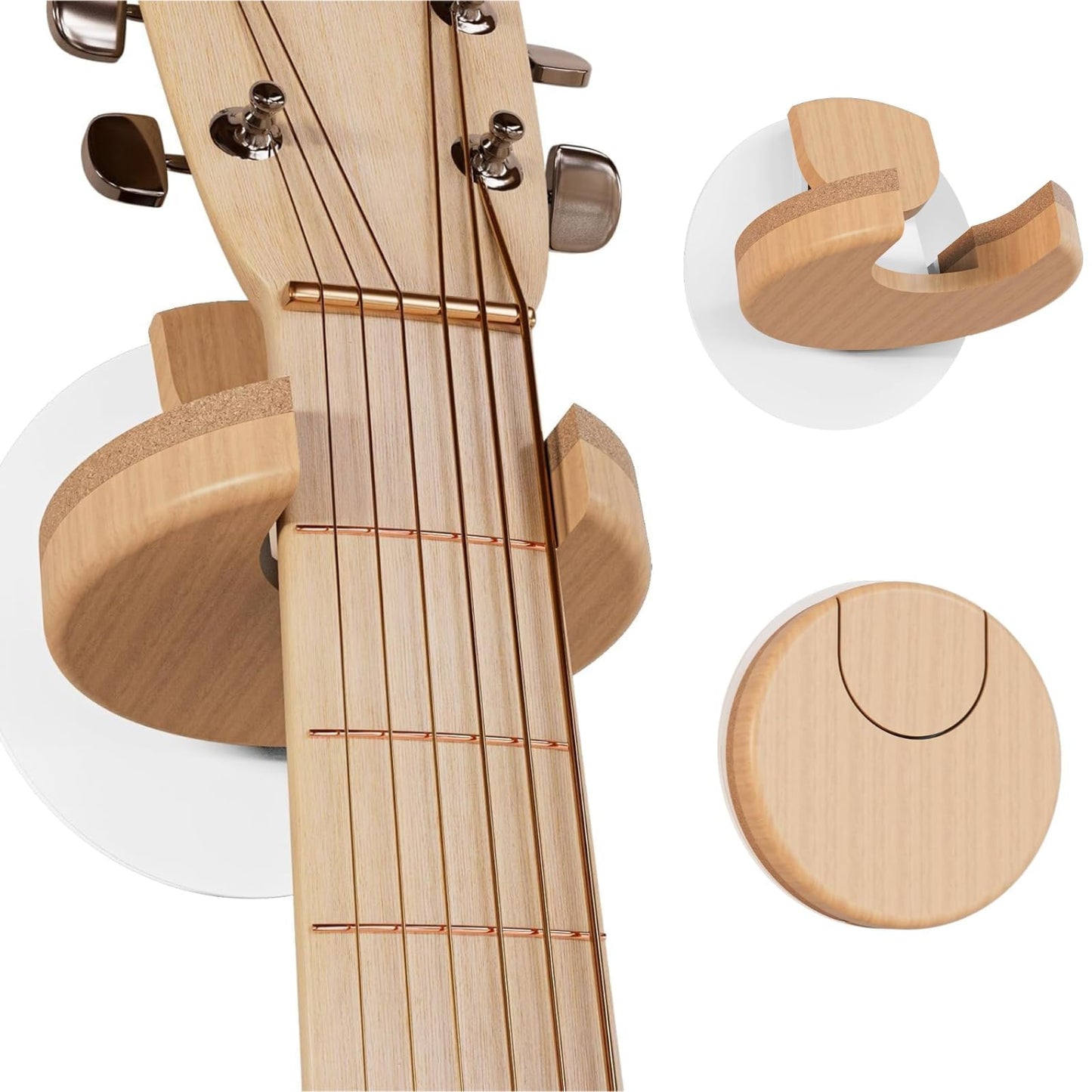 BURNING&LIN Guitar Wall Mount Collapsible Hanger with Solid Wood, Cork Original Design Space Saving Mount Holder Hook Stand Wall for Acoustic, Banjo, Bass, Ukulele for Guitar Player