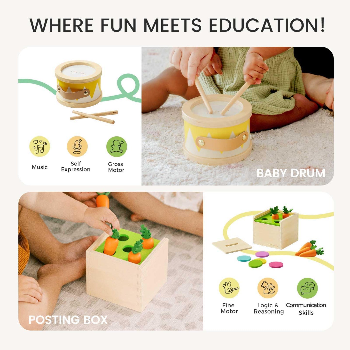 Tiny Land Montessori Baby Toy Set 13-15 Months 7 in 1 Explorer Play Kit