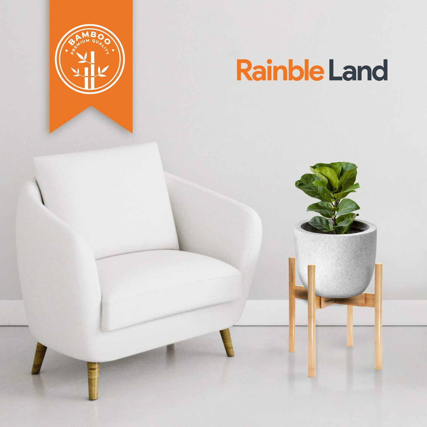 RAINBLELAND Indoor Plant Stand, Adjustable Wooden Tall Plant Stand, Indoor Planter Holder, Mid Century Modern Planter Outdoor Bamboo Holder, Fits 8 9 10 11 12 in Wide Basket, Expandable Pedestal Only