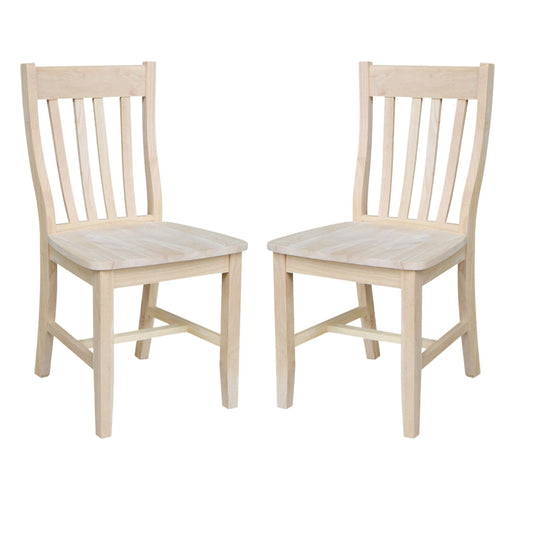 International Concepts Cafe Dining Chairs, Solid Parawood, Bistro Style, Unfinished (Set of 2)