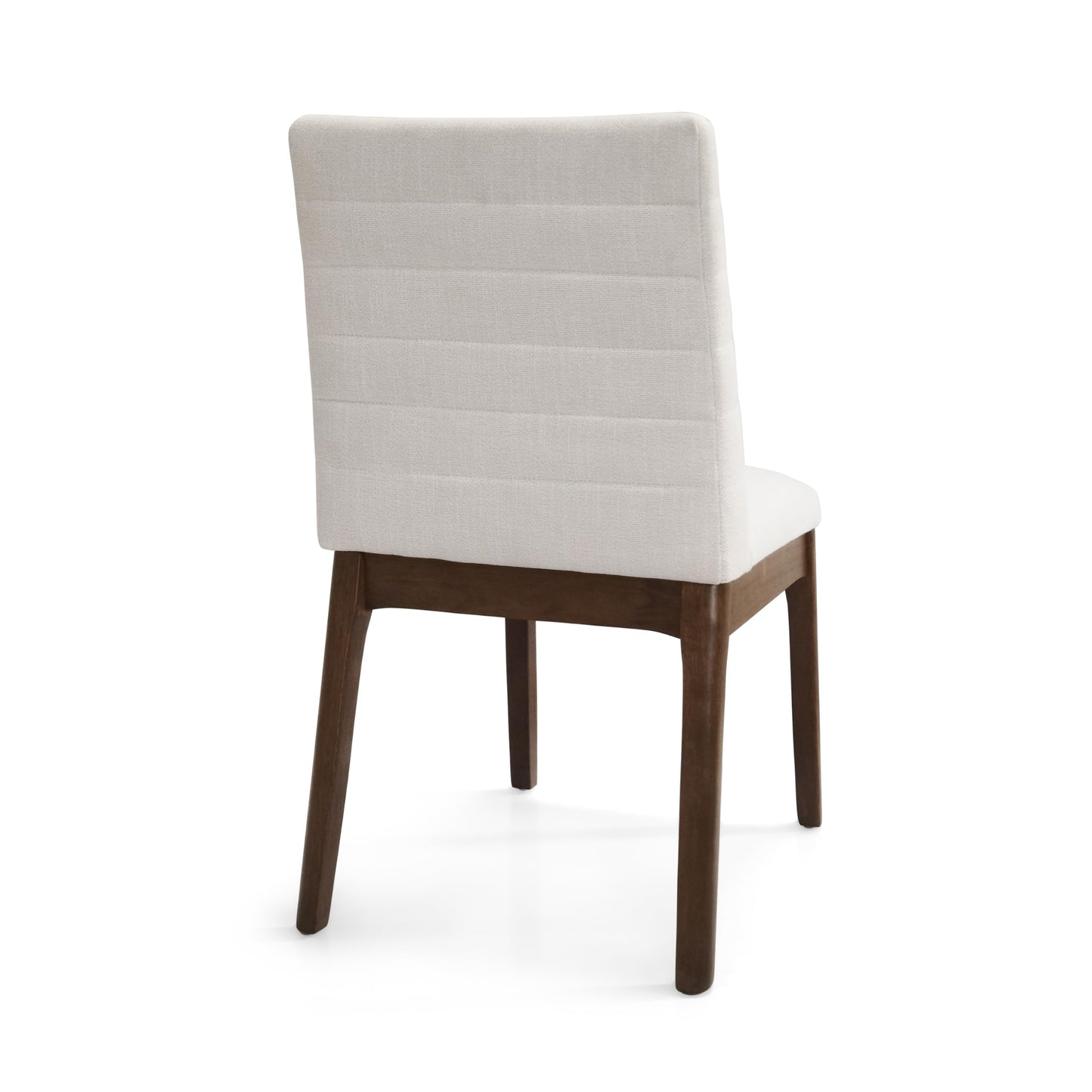 Christopher Knight Home Lancer Dining Chairs Set of 2, Wooden Kitchen Side Chair, Fabric Upholstered Accent Chair, Mid-Century Modern Armless Design with Channel Stitching, Light Beige and Walnut