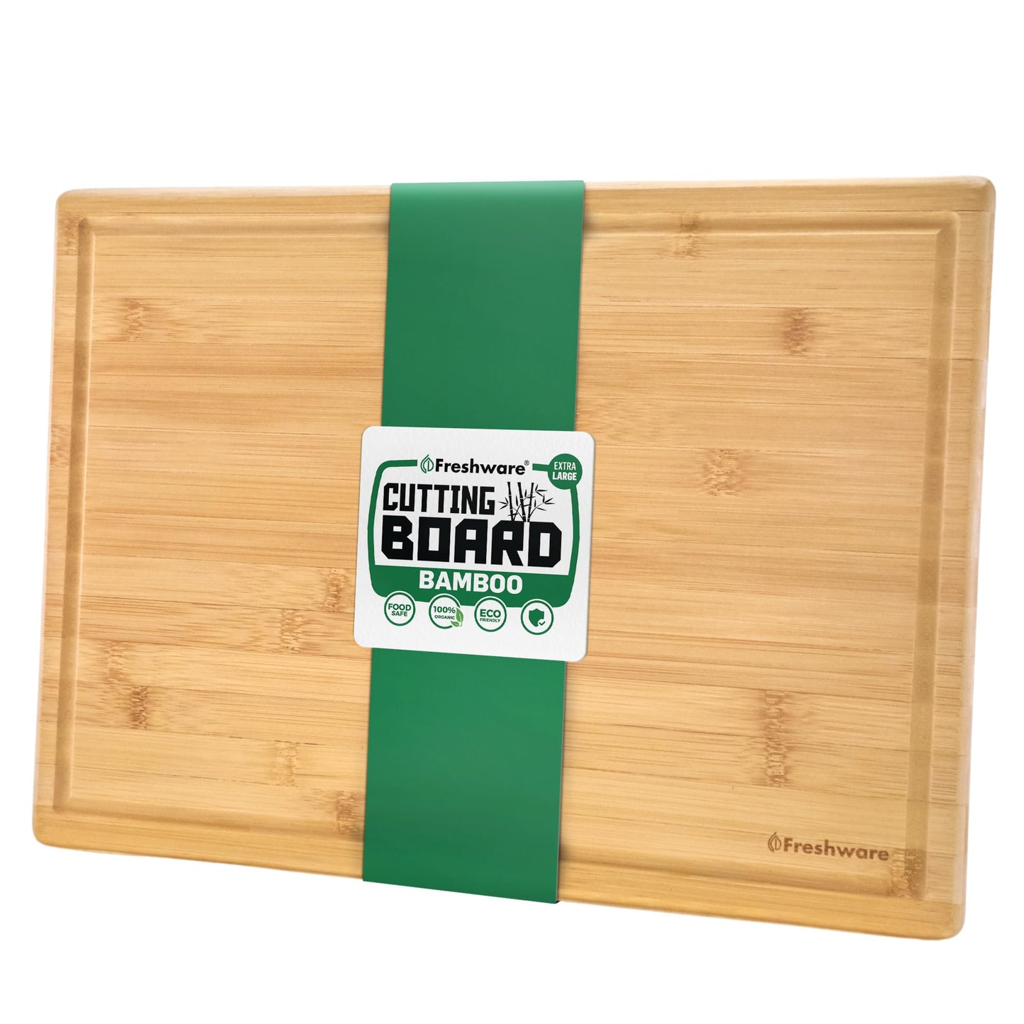 Bamboo Cutting Boards for Kitchen with Juice Groove [Extra-Large] Wood Cutting Board for Chopping Meat, Vegetables, Fruits, Cheese, Knife Friendly Serving Tray with Handles, 18 x 12.5 Inch