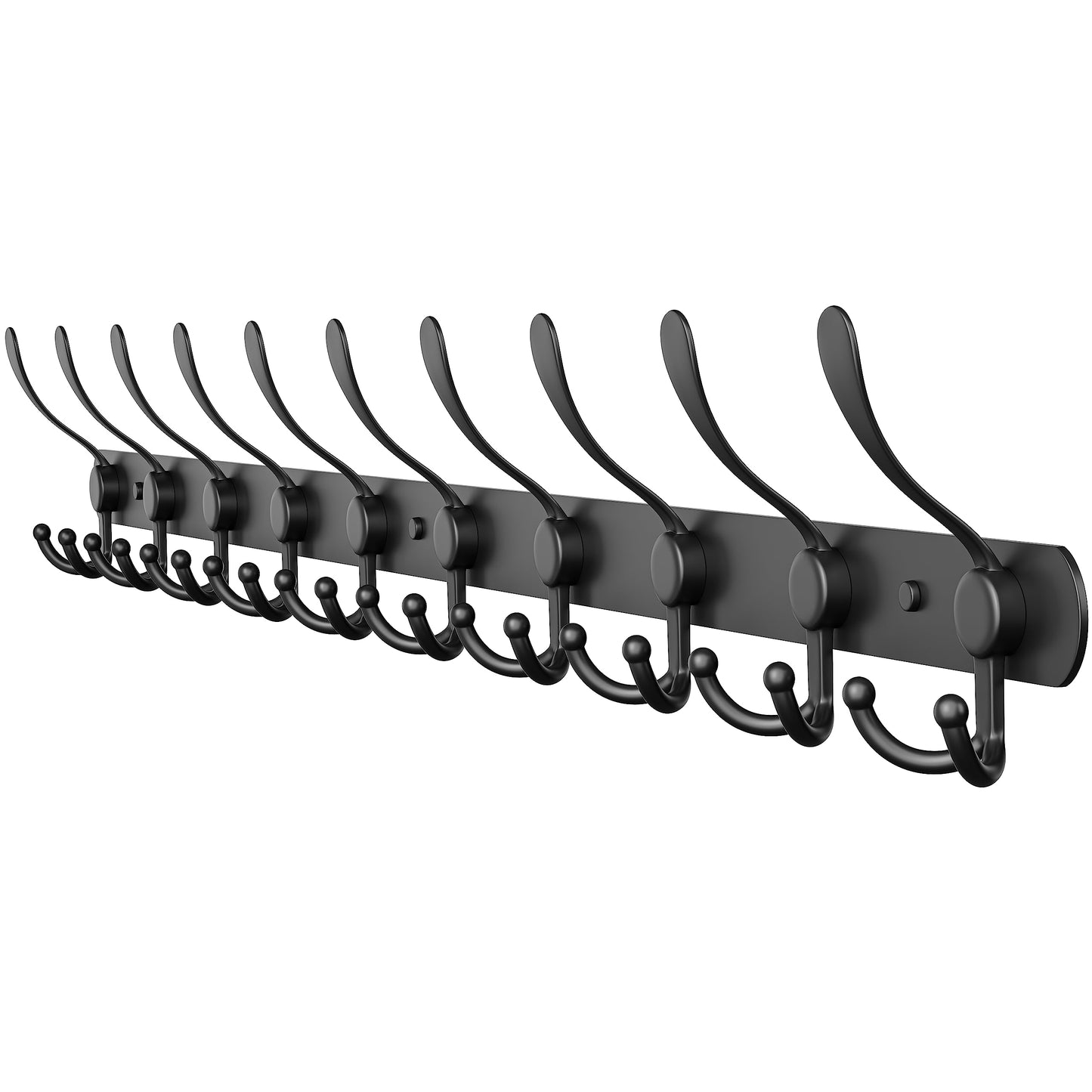 Coat Rack Wall Mount with 10 Tri Hooks, Stainless Steel 32 Inch – Black Matte Finish, Heavy Duty Wall Mounted Hook Rack for Coats, Hats, Towels, Scarfs, Robes, Bags, Entryway & Bathroom