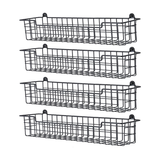 GUUKAR Spice Rack Organizer Wall Mount, Spice Organization Storage Shelf for Cabinet Door, 4 Packs Wall Spice Rack Saving Space for Kitchen, Black
