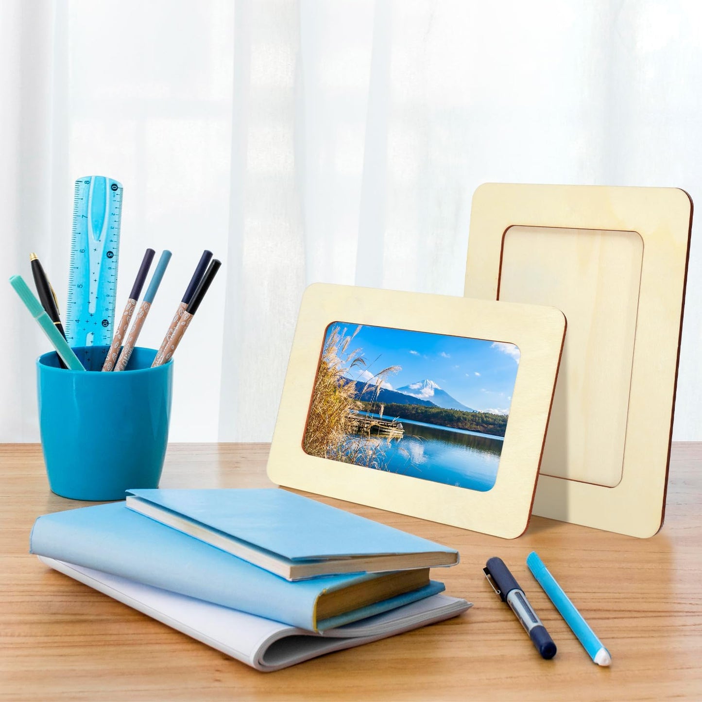 VOKOY 25 Pack Wooden Picture Frames for Crafts, 4" x 6" Photos DIY Wood Frames for Crafting,Unfinished Standing Photo Frames,DIY Frame Crafts Wood Decorate for Father's Day Birthday Party Gifts