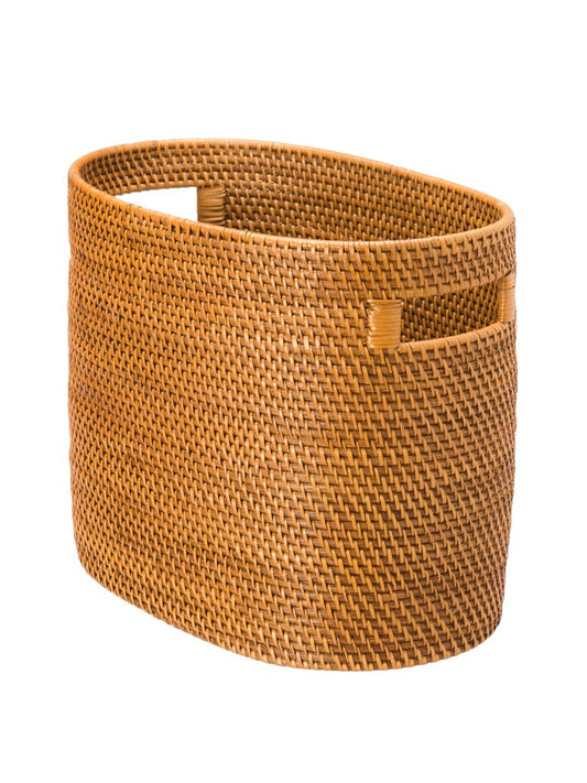 KOUBOO Laguna Rattan Magazine Rack – Stylish Woven Basket for Organizer Books, Magazines & Home Storage – Decorative Storage Solution for Living Room, Office, Honey Brown