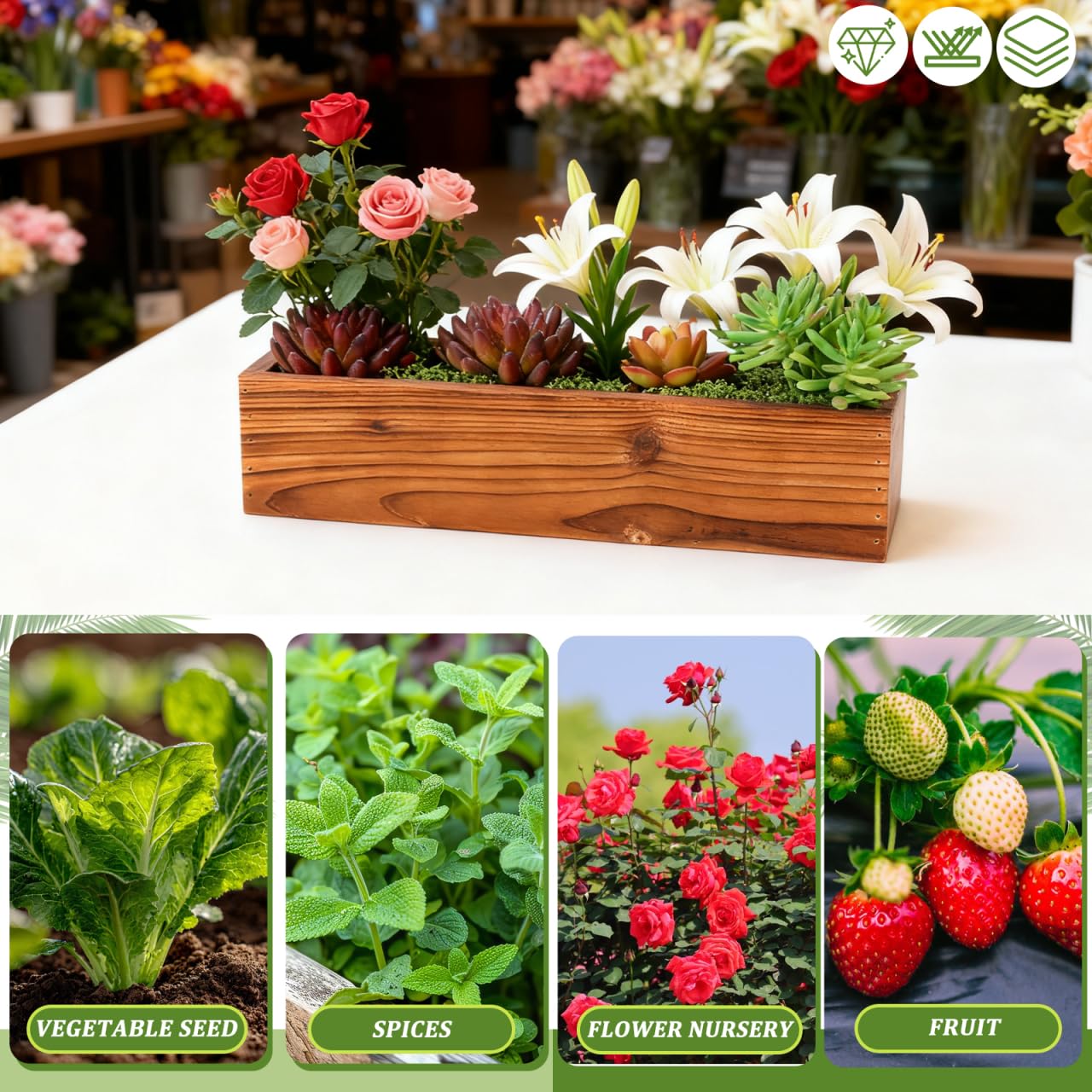 Toddmomy Rustic Cedar Wooden Planter .8 Inch Small Rectangular Window Box for Succulents Herbs Indoor Outdoor Decor