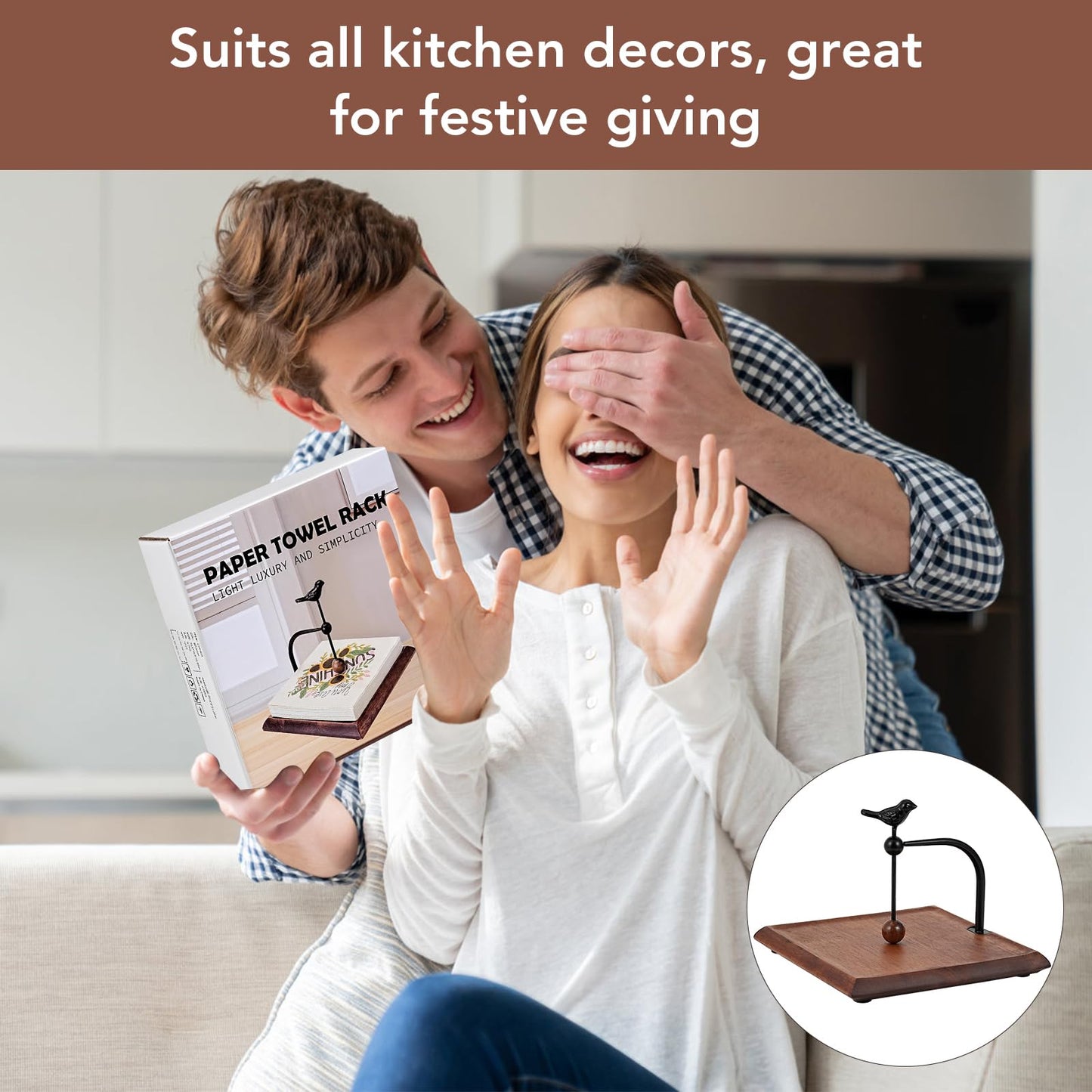 Tocemei Napkin Holder for Table with Unique Bird - shaped Design, Cocktail Napkin Holder. Wooden Base & Iron Build Ensure Stability and Durability. A Tasteful Decor for Kitchen, Living Room and Garden