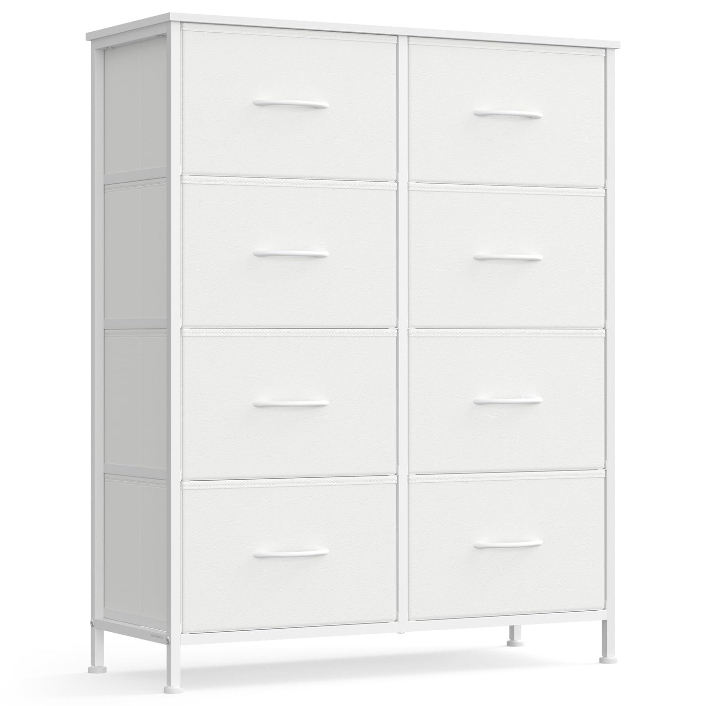 SONGMICS BELLAH Collection - Dresser for Bedroom, Chest of Drawers, Storage Organizer Unit, Closet, Entryway, Steel, 8 Drawers, Modern, Cloud White and Snow White ULGS124W01S