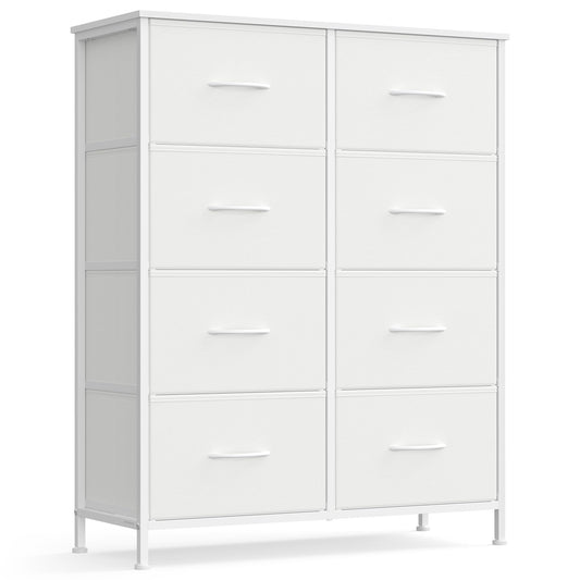 SONGMICS BELLAH Collection - Dresser for Bedroom, Chest of Drawers, Storage Organizer Unit, Closet, Entryway, Steel, 8 Drawers, Modern, Cloud White and Snow White ULGS124W01S