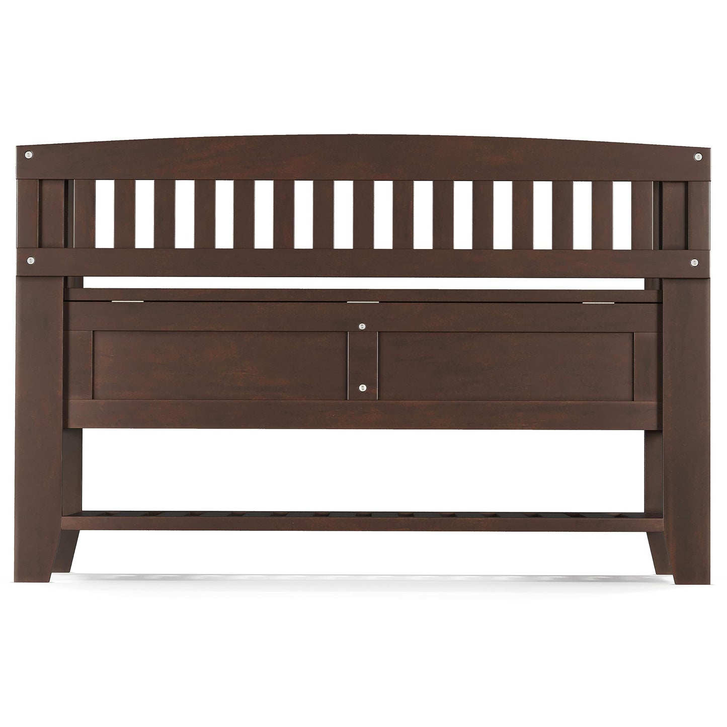 SIMPLIHOME Acadian Entryway Storage Bench - 48 inch Wide Solid Wood Hallway Seat with Shelf in Brunette Brown, Transitional Bench for Entryway or Living Room with Open Storage and Slatted Bottom