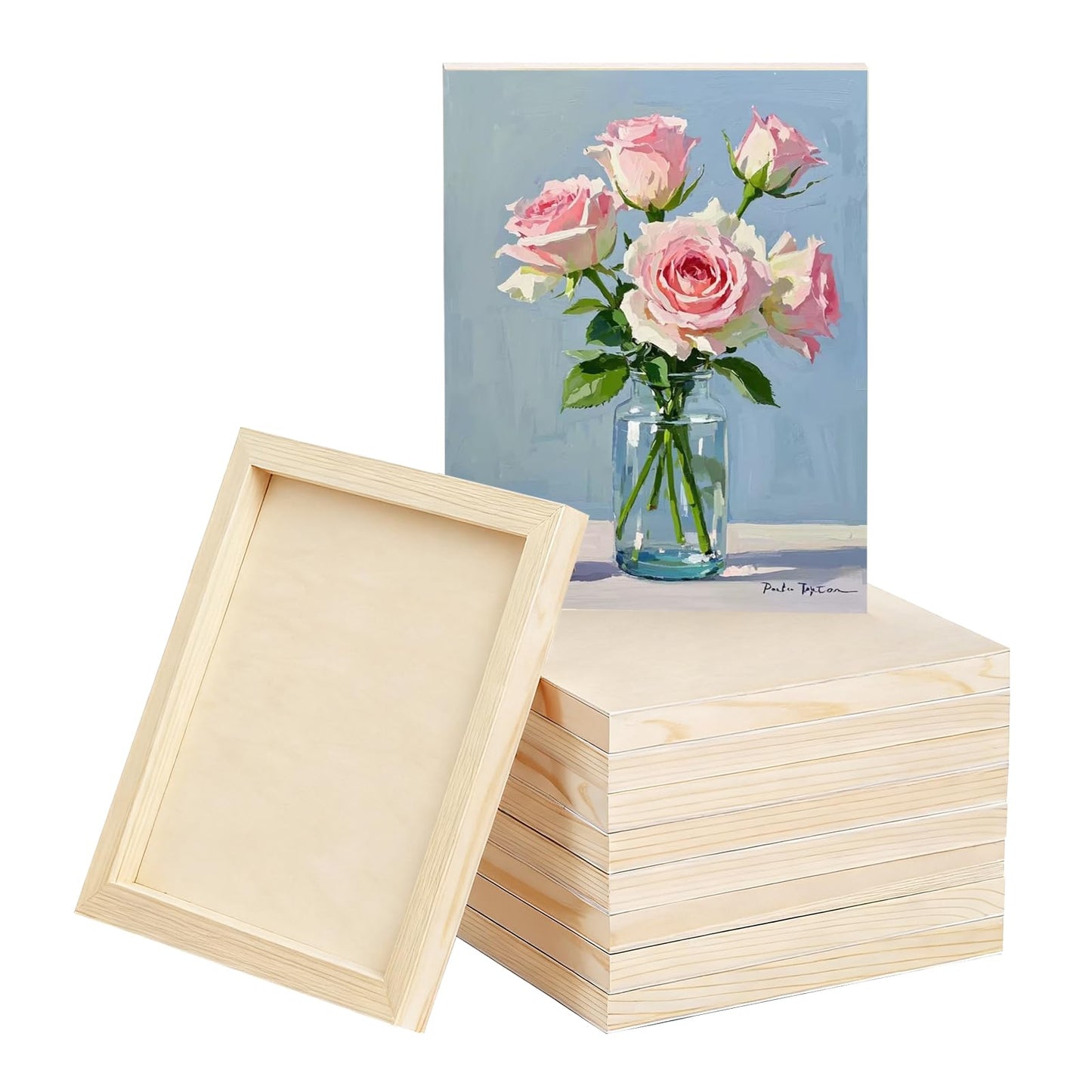 5 Pack 12 x 16 inch Wood Panel Boards,Unfinished Wood Frames for DIY Art Projects, Square Canvas for Painting, Pouring, Arts Use with Oils, Valentine's Day Halloween Christmas Decorative Panel Canvas