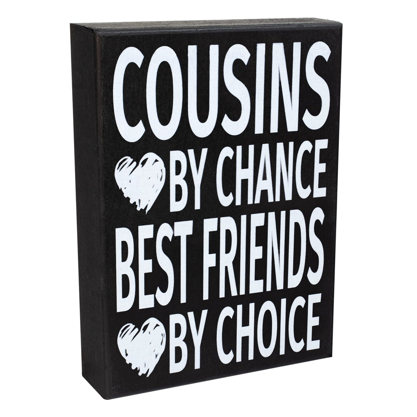 JennyGems Cousins By Chance Best Friends By Choice Wooden Sign, Shelf Decor and Wall Hanging, Gift for Cousins, Made in USA