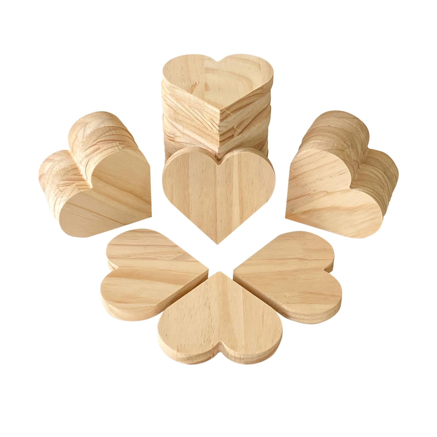 4 Inch 24 Pack Unfinished Wooden Heart Block 4" x 4.5"-9/16" Thick Wooden Heart Slice Freestanding Blank Wood Love Signs Natrual Wood Coaster for Decor Painting DIY Craffs