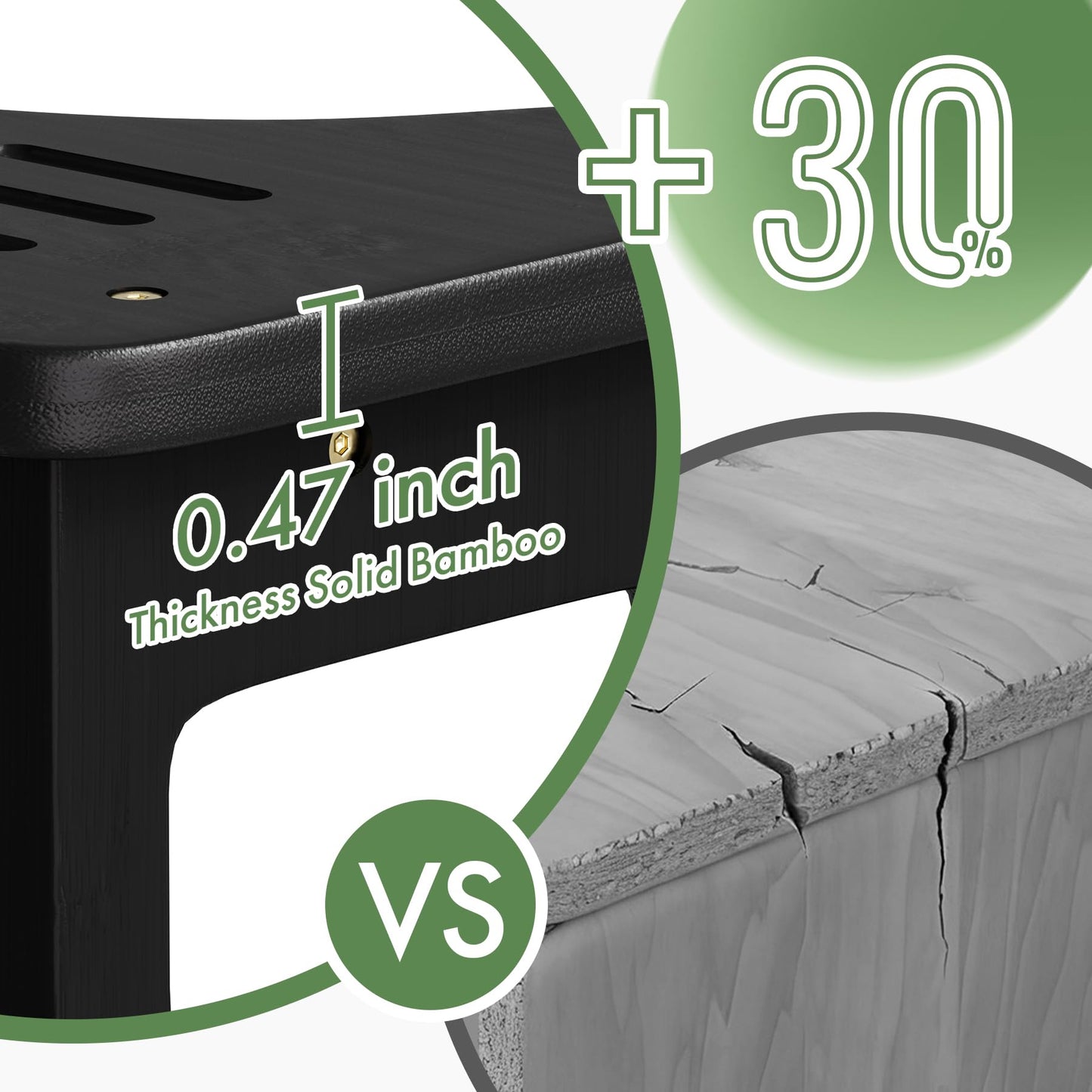 Bathway Squatting Potty Stool, Compact Poop Stool, Bamboo Wood Toilet Stool Squat Adult, Black Foot Step Stool, Anti-Slip Pooping Stools for Bathroom, Assembly Required, 6.8''