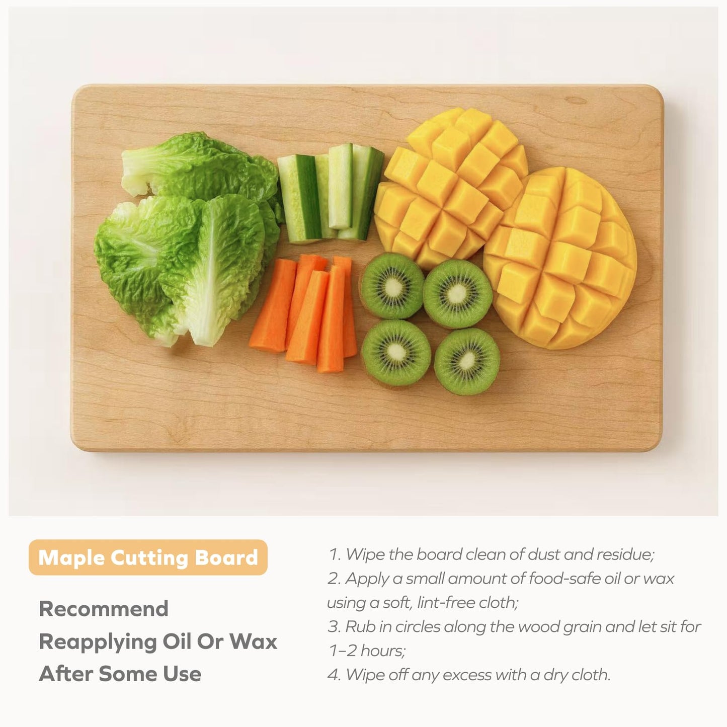 Vandroop Hard Maple Cutting Board for Kitchen 16”X10” – 1.1” Thick, Reversible Wood Cutting Boards with Invisible Inner Handle, Eased Corners, Wooden Chopping Board