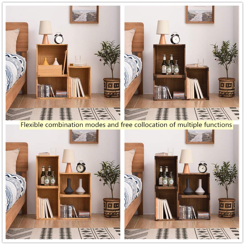 KIRIGEN Stackable Wood Storage Cube /Basket/ Bins Organizer for Home Books Clothes Modular Open Cubby Storage System - Office Cubical Bookcase Closet Shelves C26-DBR