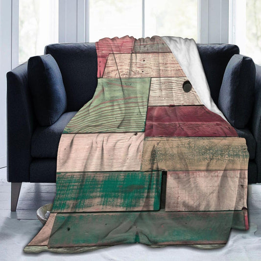 Vintage Wooden Wall from of Horizontal Ultra Soft Cozy Lightweight Flannel Fleece Blanket 3D Fashion Print All Season Sofa Warm Bed Throw Blanket 80"X60"