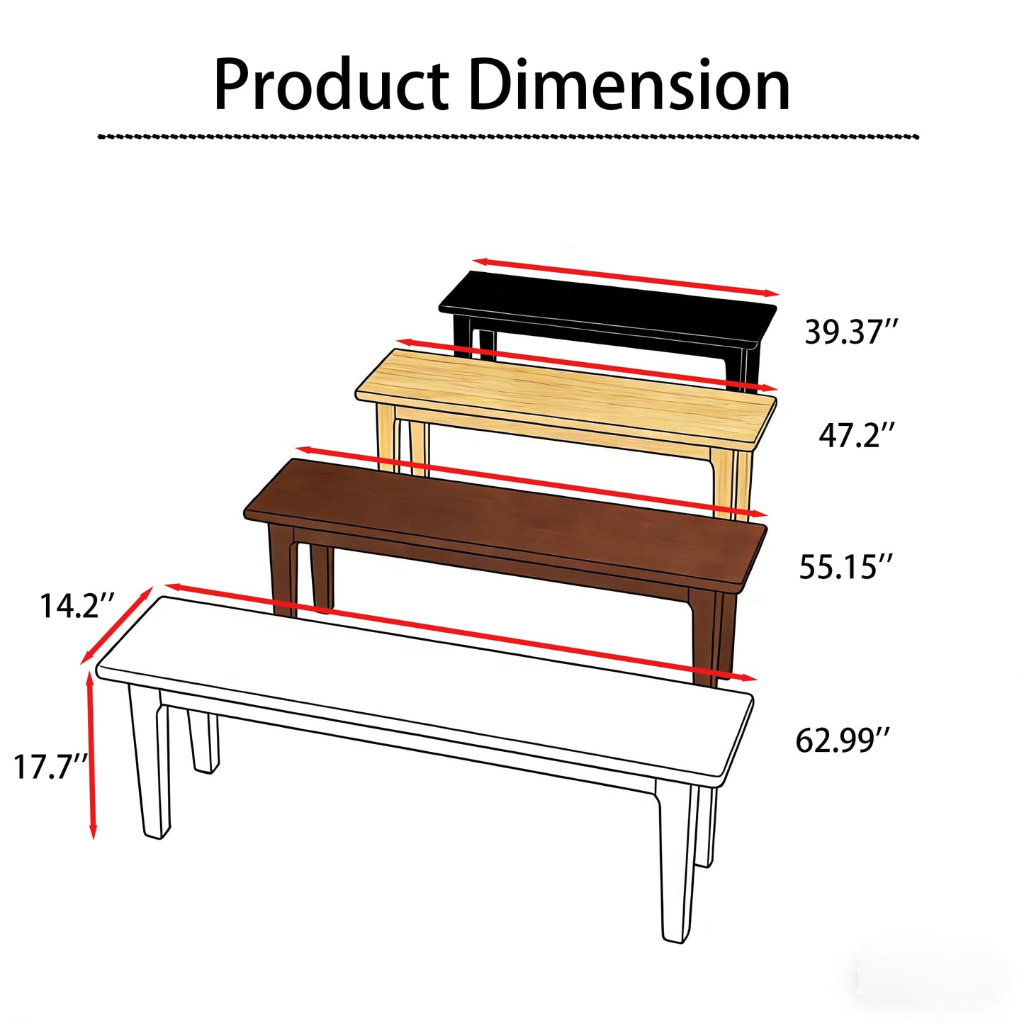 Wilk Wooden Entryway Bench, 39’’ Indoor End of Bed Bench, 100% Solid Oak Wood (Brown)