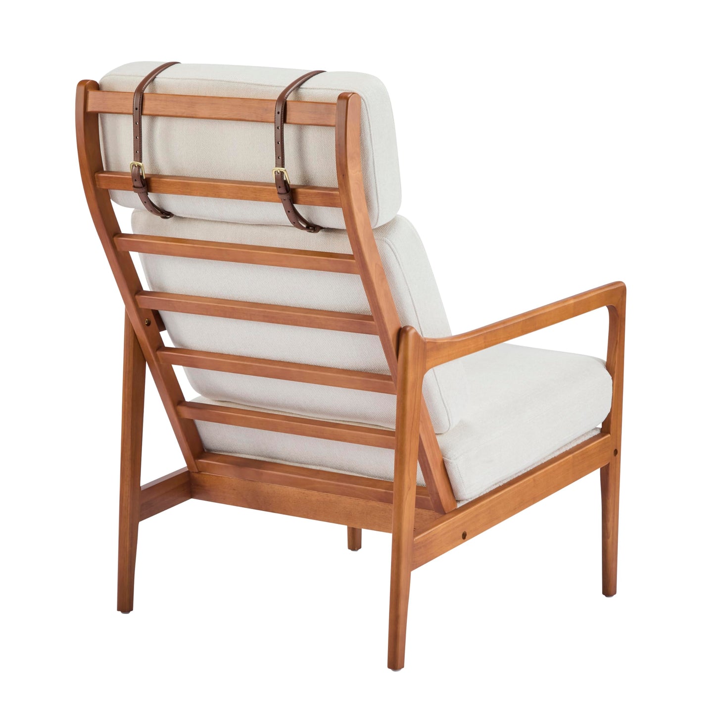 Christopher Knight Home Nadine Wooden Club Chair, Upholstered Accent Chair, Cushions Support Armchair, Comfy Lounge, Single Reading Sofa, Solid Wood Frame Armchair for Living Room Home, Beige+Teak