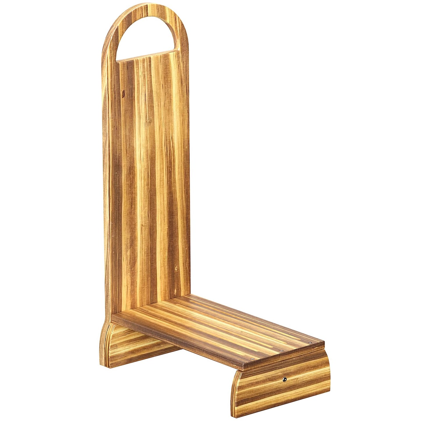 Wooden One Step Stool with Handle, 6" Height Wooden Step for Bathroom/Kitchen, Solid Wooden Step with Semicircle feet for Elderly, Adults, Kids to Get in & Out of Bed Easily(440LBs Capacity)