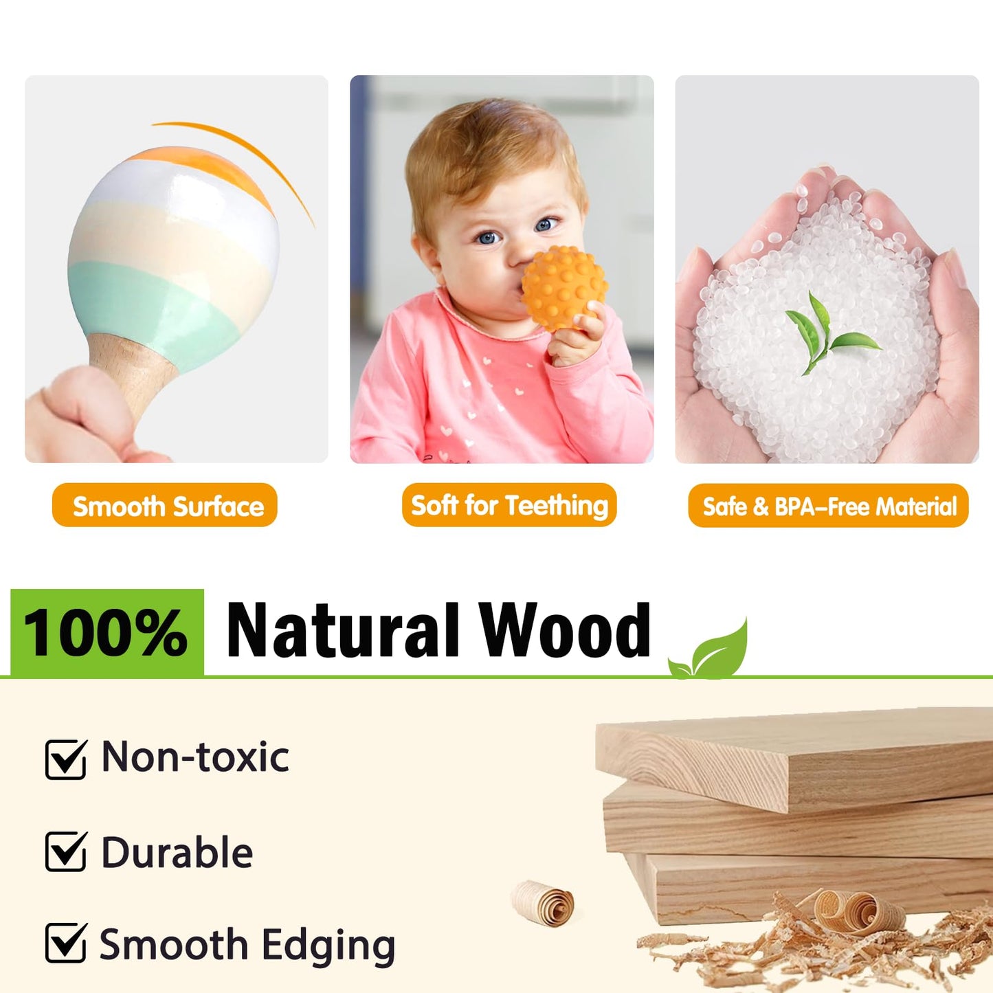 Wuzhineisn Baby Toys Montessori Toys 6 in 1 Musical Instruments for Toddler, Stacking Blocks Development Learning Educational Toy with Wooden Xylophone Infant Baby Birthday Gift