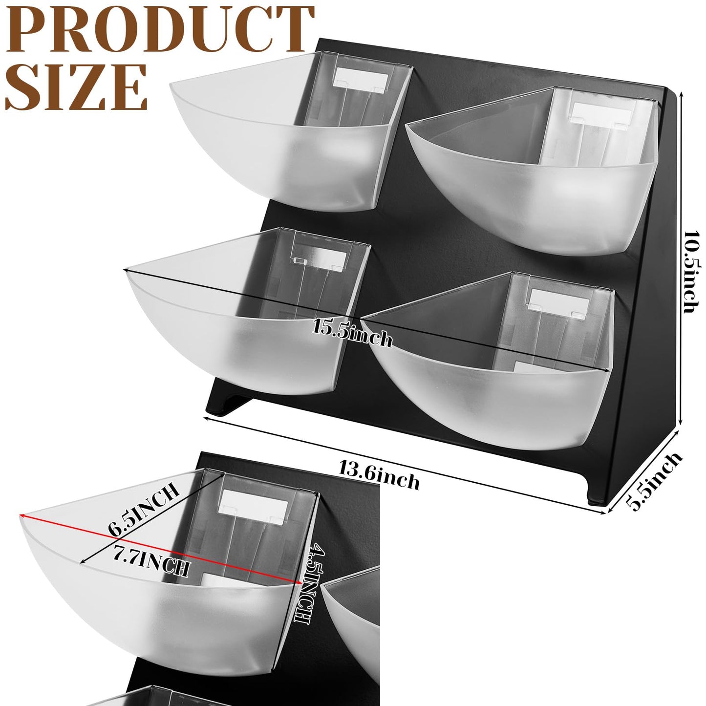 DoubleFill 15.5''x10''x 10.5'' Coffee Condiment Packet Organizer with 4 Removable Compartments Steel Coffee Caddy Station Creamer Sugar Tea Holder for Bar Countertop Office Kitchen Accessories(Black)