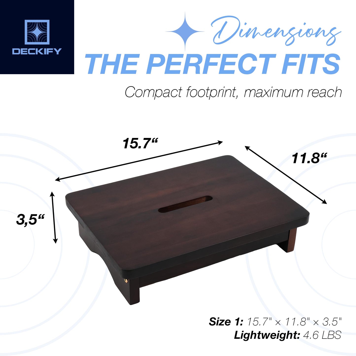 DECKIFY Premium Wooden Step Stool for Adults, Small Acacia Wood Stepping Stool, Non-Slip 1-Step Bedside Stool for Bed & Bathroom, 600 lbs, Portable — 3.5 Inch