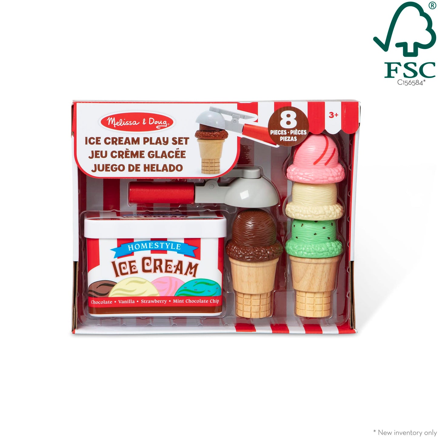 Melissa & Doug Scoop and Stack Ice Cream Playset, Magnetic Wooden Toys & Pretend Play Kitchen Accessories, Preschool Learning Toys for Girls & Boys 3+ - FSC Certified